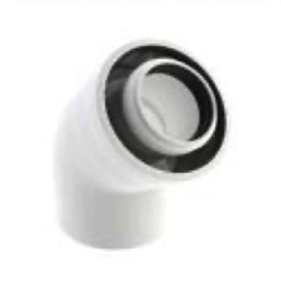 CURVA COASSIALE ALLUMINIO PPS DIAMETRO 100/60 45°
