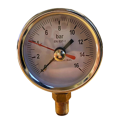 MANOMETRO RADIALE DIAMETRO 80 PER CONTROLLO PRESSIONE 0*16 BAR