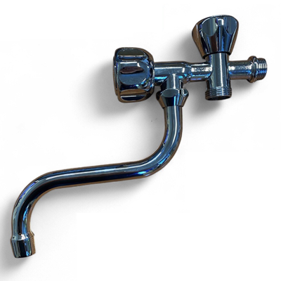 Rubinetto a snodo con attacco lavatrice in ottone cromato 1/2 DUPLEX